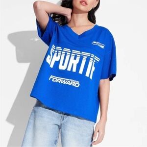 wild fable Blue SPORTIF Forward V-Neck Graphic Top